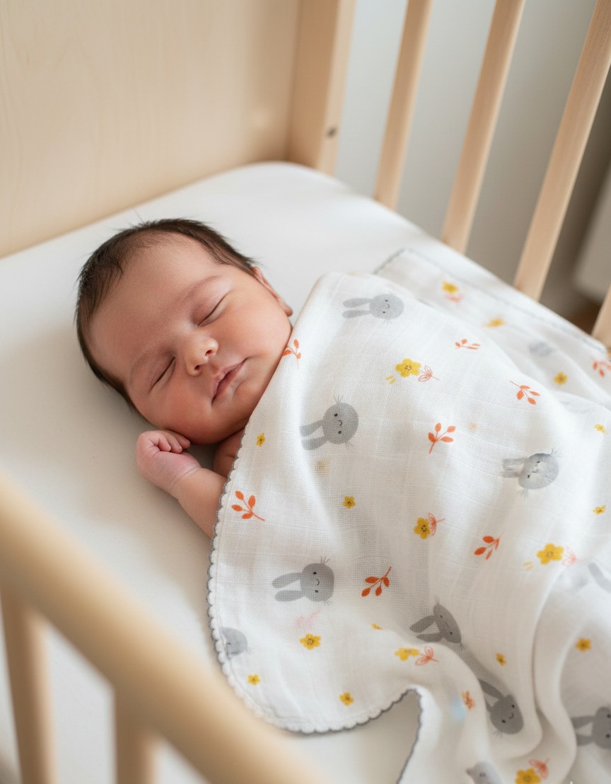 Tavsancik-muslin-3 %100 Pamuk Müslin Bebek Battaniyesi – Yumuşacık Dokunuş, Doğal Konfor - Görsel 1
